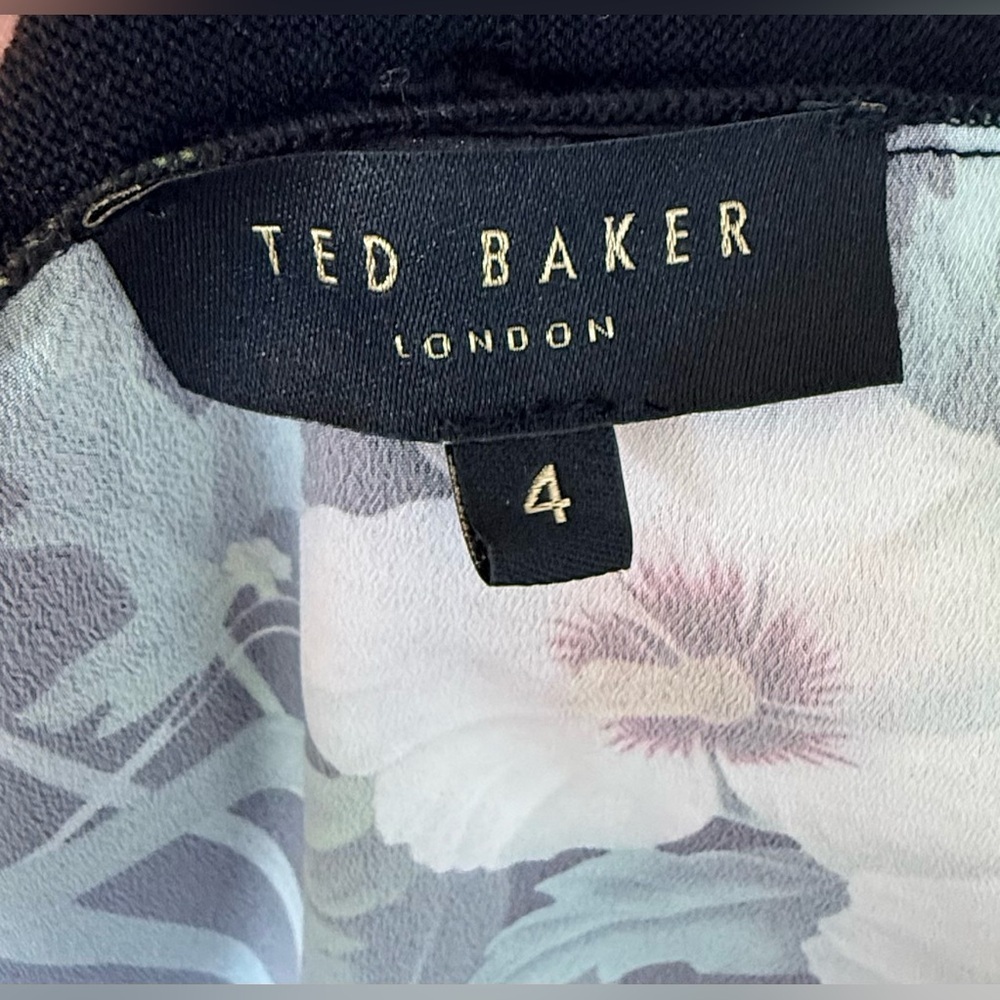 Ted Baker London preppy chic floral open front black lightweight cardigan med - Picture 7 of 8